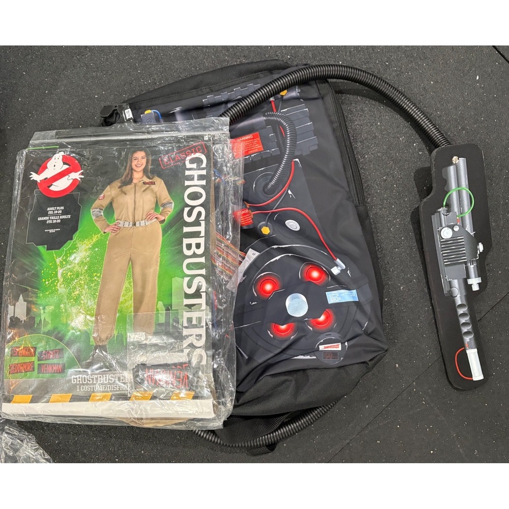 Ghostbusters Jumpsuit Costume‎ Plus Size 2XL Tan with Proton Pack Backpack